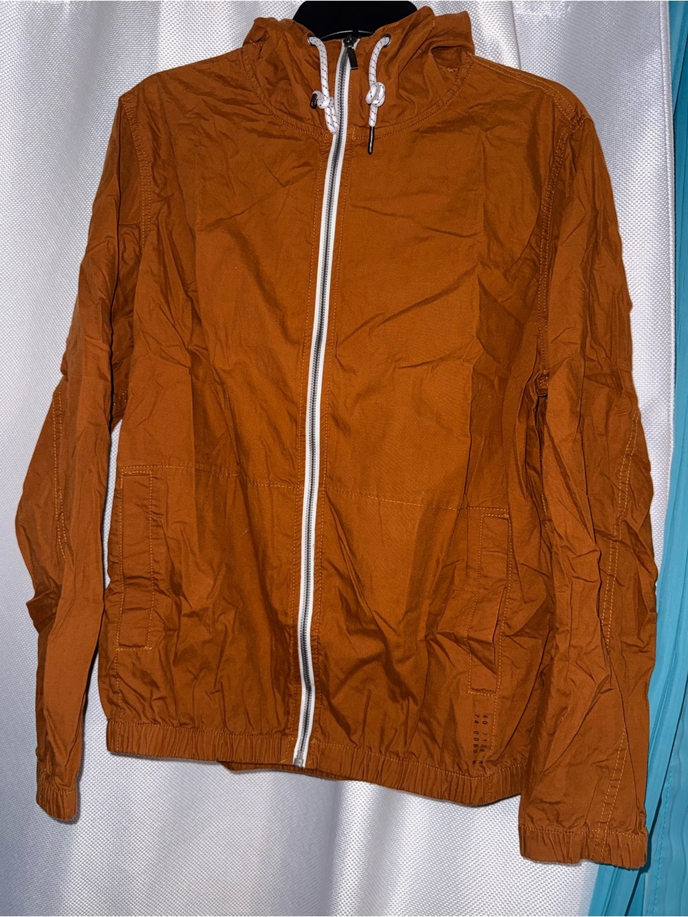 Denim & Flower Men's Lightweight Hooded Jacket in Rust Orange